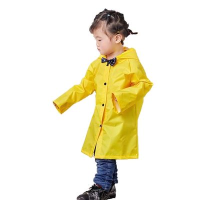 Áo mưa trẻ em không thấm nước PU màu vàng có mũ trùm thoáng khí OEM có sẵn
