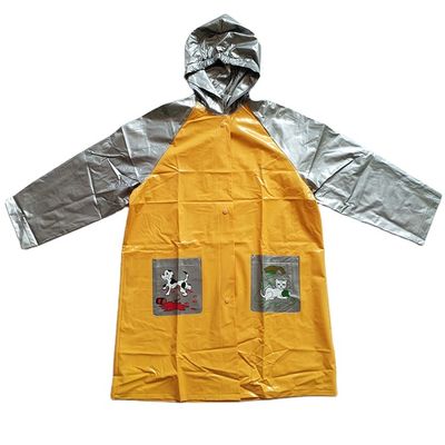 Áo mưa trẻ em chống thấm nước PVC Màu vàng và bạc Độ dày 0,18mm